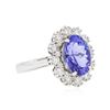 Image 2 : 14KT White Gold 4.25 ctw Tanzanite and Diamond Ring