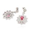 Image 2 : 14KT White Gold 4.32 ctw Ruby and Diamond Earrings