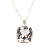 Image 2 : 10KT Yellow Gold 43.57 ctw White Topaz and Diamond Pendant With Chain