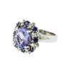 Image 2 : 14KT White Gold 4.75 ctw Tanzanite, Sapphire and Diamond Ring