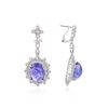 Image 2 : 14KT White Gold 24.75 ctw Tanzanite and Diamond Earrings