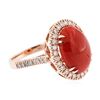 Image 2 : 14KT Rose Gold 10.94 ctw Coral and Diamond Ring