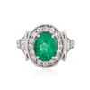 Image 1 : 14KT White Gold 2.53 ctw Emerald and Diamond Ring