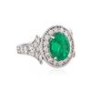 Image 2 : 14KT White Gold 2.53 ctw Emerald and Diamond Ring