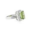 Image 2 : 14KT White Gold 5.81 ctw Peridot and Diamond Ring