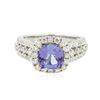 Image 1 : 14KT Two-Tone Gold 2.16 ctw Tanzanite and Diamond Ring