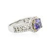 Image 2 : 14KT Two-Tone Gold 2.16 ctw Tanzanite and Diamond Ring