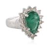 Image 2 : 14KT White Gold 2.23 ctw Emerald and Diamond Ring