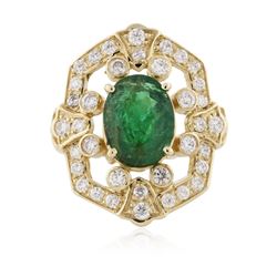 14KT Yellow Gold 3.03 ctw Emerald and Diamond Ring