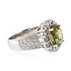 Image 2 : 18KT White Gold 2.31 ctw Green Chrysoberyl and Diamond Ring