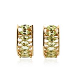 14KT Yellow Gold 1.37 ctw Green Diamond Earrings