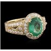 Image 2 : 14KT Yellow Gold 1.98 ctw Emerald and Diamond Ring