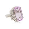 Image 2 : 14KT White Gold GIA Certified 20.25 ctw Kunzite and Diamond Ring