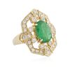 Image 2 : 14KT Yellow Gold 2.85 ctw Emerald and Diamond Ring