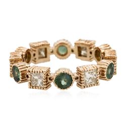 14KT Rose Gold 1.02 ctw Green Chrysoberyl and Diamond Ring