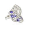 Image 2 : 14KT White Gold 1.60 ctw Tanzanite and Diamond Ring