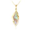 Image 1 : 14KT Yellow Gold 11.00 ctw Opal and Diamond Pendant With Chain