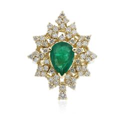 14KT Yellow Gold 1.82 ctw Emerald and Diamond Ring