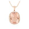 Image 2 : 14KT Rose Gold 29.85 ctw Morganite and Diamond Pendant With Chain