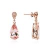 Image 2 : 14KT Rose Gold 8.78 ctw Morganite and Diamond Earrings