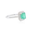 Image 2 : 18KT White Gold 1.47 ctw Emerald and Diamond Ring