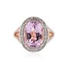 Image 1 : 14KT Rose Gold 7.76 ctw Kunzite and Diamond Ring