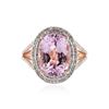 Image 1 : 14KT Rose Gold 7.76 ctw Kunzite and Diamond Ring