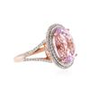 Image 2 : 14KT Rose Gold 7.76 ctw Kunzite and Diamond Ring