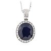 Image 2 : 14KT White Gold 11.35 ctw Sapphire and Diamond Pendant With Chain