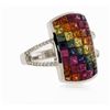 Image 2 : 14KT White Gold 3.91 ctw Multicolor Sapphire and Diamond Ring