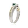 Image 3 : 14KT Two-Tone Gold 0.55 ctw Emerald and Diamond Ring
