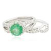 Image 3 : 14KT White Gold 1.43 ctw Emerald and Diamond Wedding Ring Set