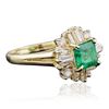 Image 2 : 14KT Yellow Gold 1.18 ctw Emerald and Diamond Ring