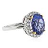 Image 2 : 14KT Two-Tone Gold 3.90 ctw Tanzanite and Diamond Ring