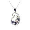 Image 2 : 14KT White Gold 1.88 ctw Sapphire and Diamond Pendant With Chain