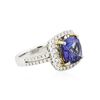 Image 2 : 14KT Two-Tone Gold 4.05 ctw Tanzanite and Diamond Ring