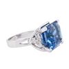 Image 2 : 14KT White Gold 6.00 ctw Topaz and Diamond Ring