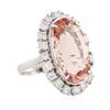 Image 2 : 14KT White Gold 14.80 ctw GIA Cert Morganite and Diamond Ring