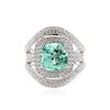 Image 1 : 18KT White Gold 3.87 ctw Emerald and Diamond Ring