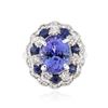Image 1 : 14KT White Gold 3.90 ctw Tanzanite, Sapphire and Diamond Ring