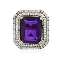 14KT Two-Tone 11.31 ctw Amethyst and Diamond Ring