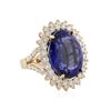 Image 2 : 14KT Yellow Gold 21.26 ctw Tanzanite and Diamond Ring