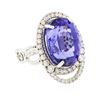 Image 2 : 18KT White Gold GIA Certified 20.09 ctw Tanzanite and Diamond Ring
