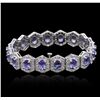 Image 2 : 14KT White Gold 12.60 ctw Tanzanite and Diamond Bracelet