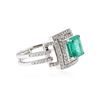 Image 2 : 18KT White Gold 1.71 ctw Emerald and Diamond Ring