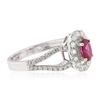 Image 2 : 18KT White Gold 0.53 ctw Ruby and Diamond Ring