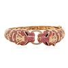 Image 1 : 18KT Rose Gold 13.25 ctw Ruby and Diamond Panther Bracelet