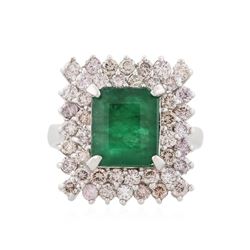 14KT White Gold 3.34 ctw Emerald and Diamond Ring