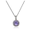 Image 1 : 14KT White Gold 0.84 ctw Tanzanite and Diamond Pendant With Chain
