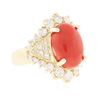 Image 2 : 14KT Yellow Gold 7.55 ctw Coral and Diamond Ring